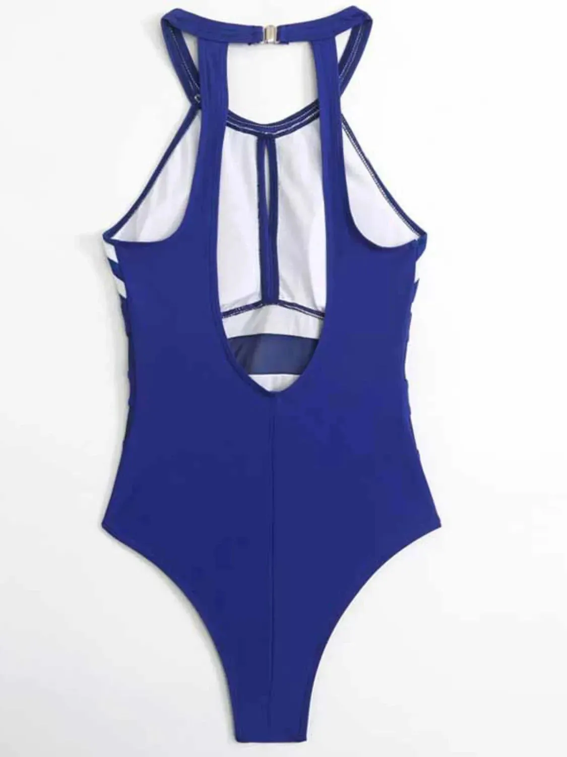 Mesh Detail Backless Striped One-Piece Swimsuit sold by Unique Kulture product image thumbnail 4