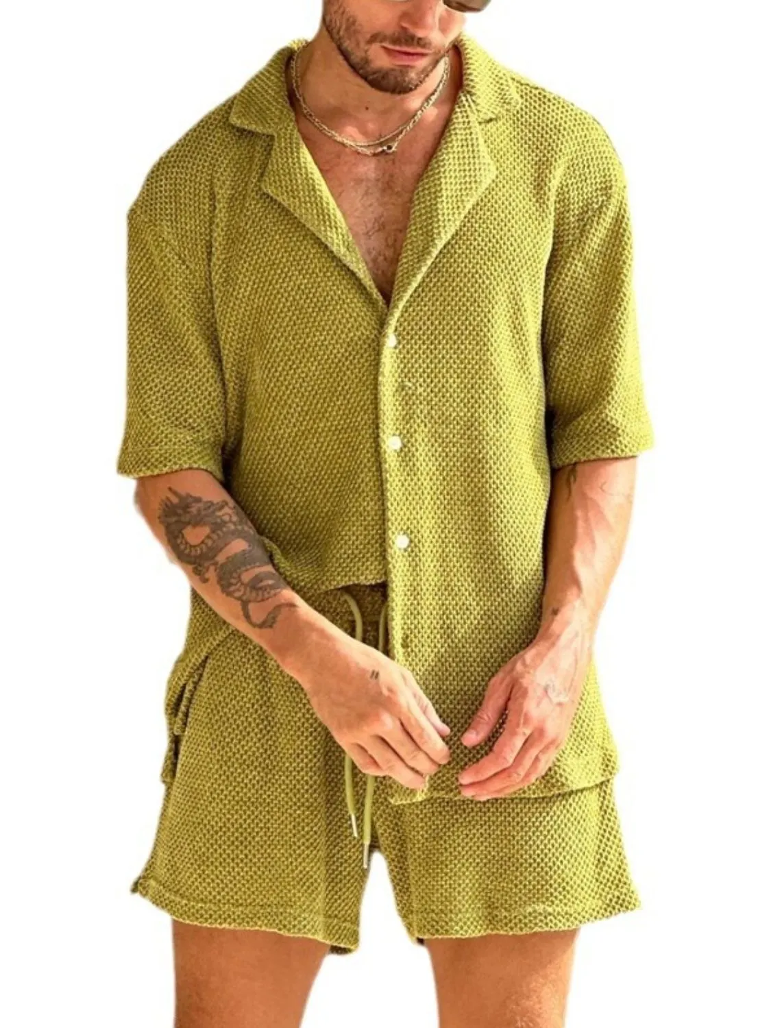 Men's Plus Size Button Down Half Sleeve Top and Shorts Set sold by Unique Kulture product image thumbnail 5
