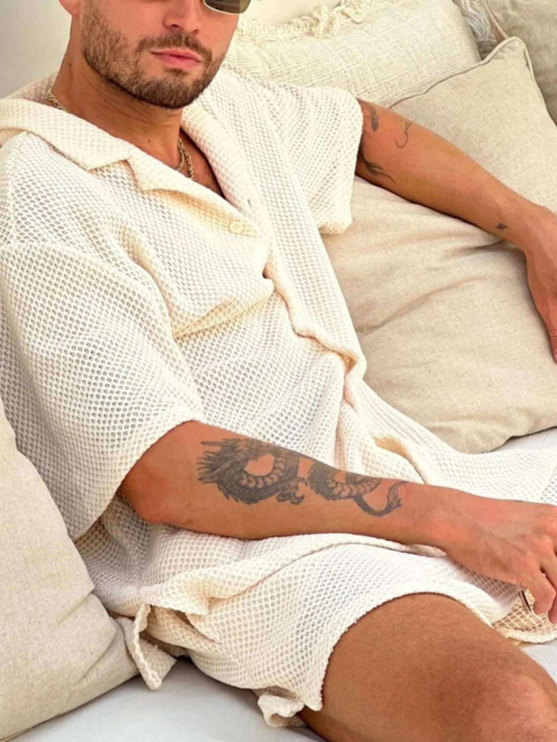 Men's Plus Size Button Down Half Sleeve Top and Shorts Set sold by Unique Kulture product image thumbnail 4