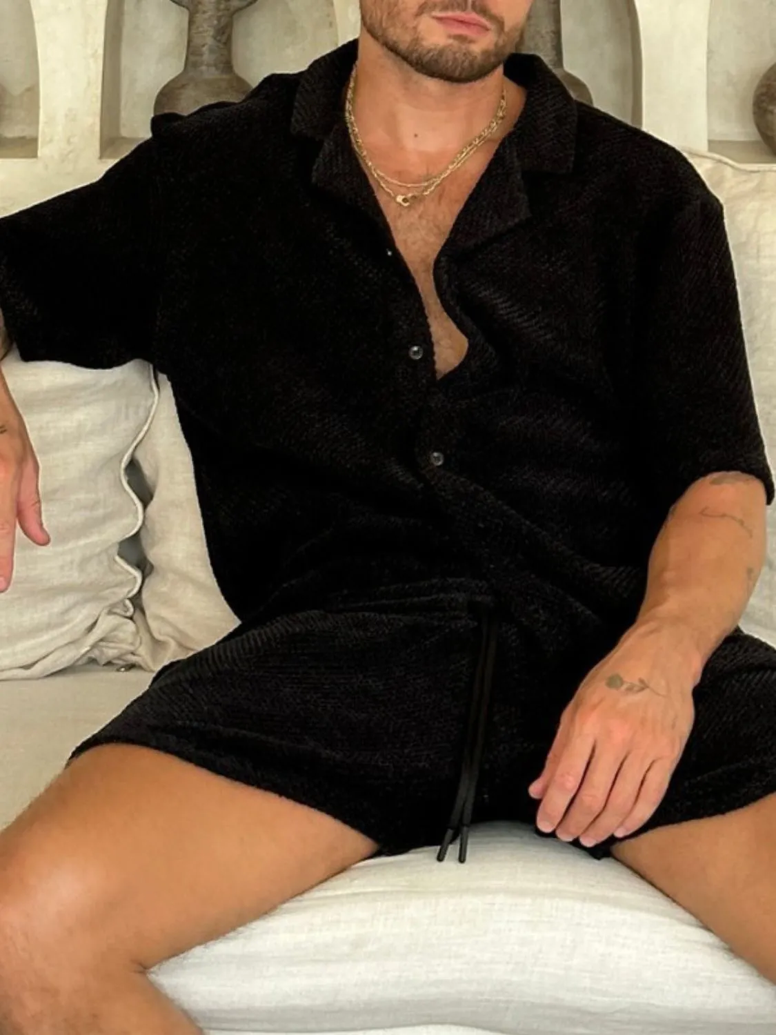 Men's Plus Size Button Down Half Sleeve Top and Shorts Set sold by Unique Kulture product image thumbnail 2