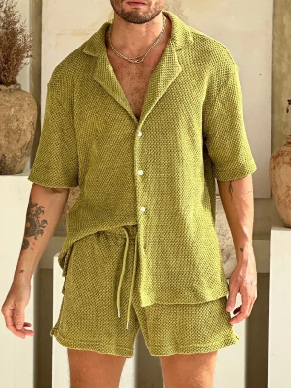 Men's Plus Size Button Down Half Sleeve Top and Shorts Set sold by Unique Kulture