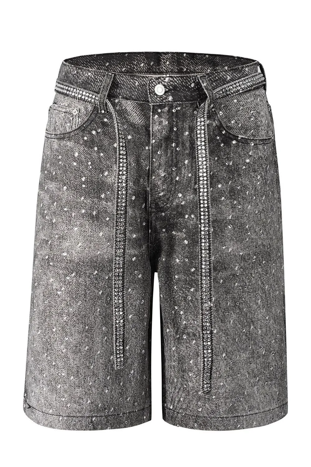 Men's Washed Rhinestone Denim Bermuda Shorts sold by Unique Kulture product image thumbnail 4