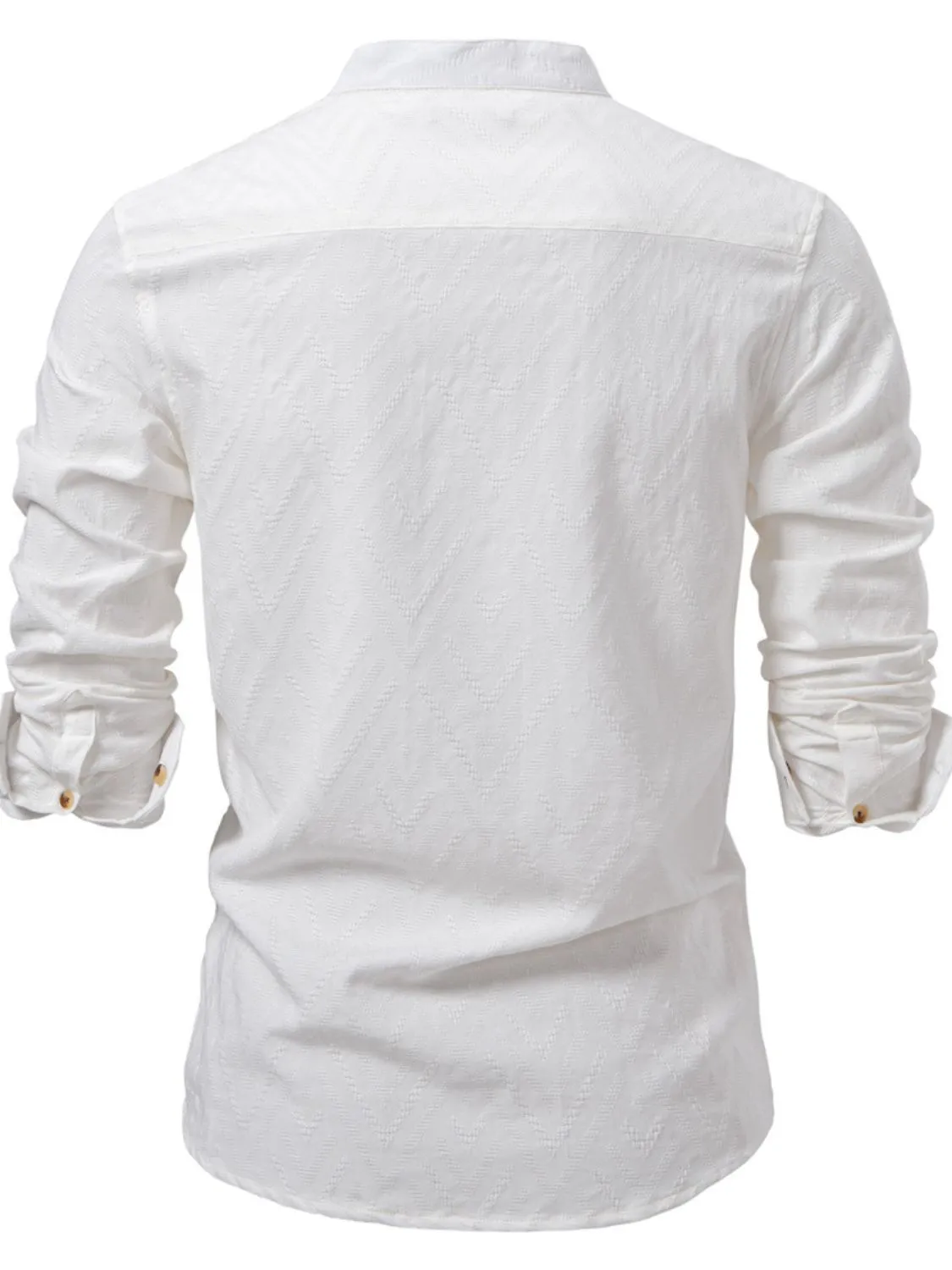 Men's Half Button Geometric Texture Collared Neck Shirt sold by Unique Kulture product image thumbnail 4