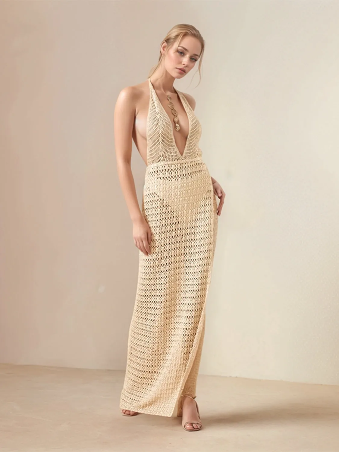 Hollow Out Halter Neck Cover-Up Dress sold by Unique Kulture product image thumbnail 5