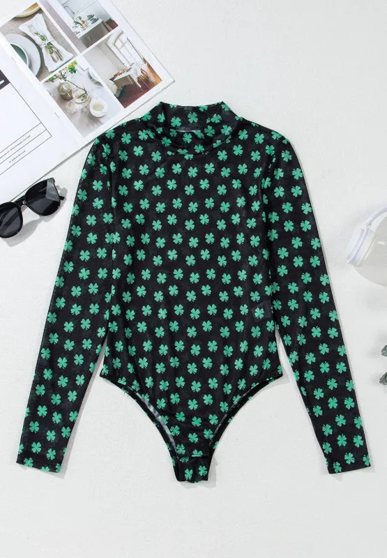 Lucky Clover Mock Neck Long Sleeve Bodysuit sold by Unique Kulture product image thumbnail 5