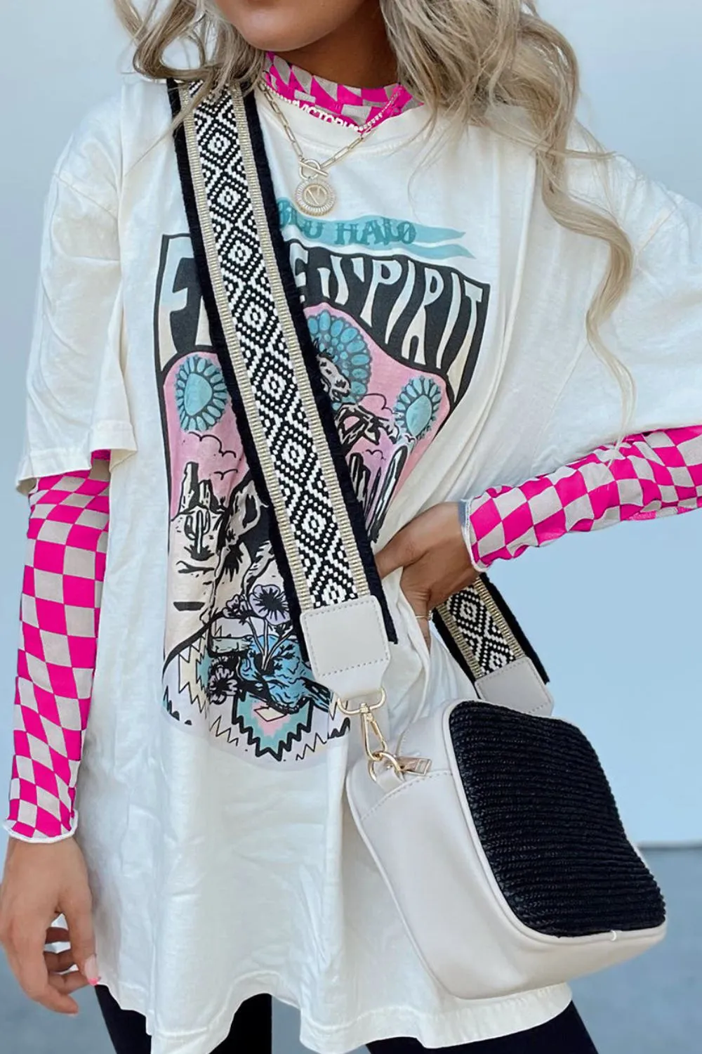 Checkered Mock Neck Long Sleeve Blouse sold by Unique Kulture product image thumbnail 3