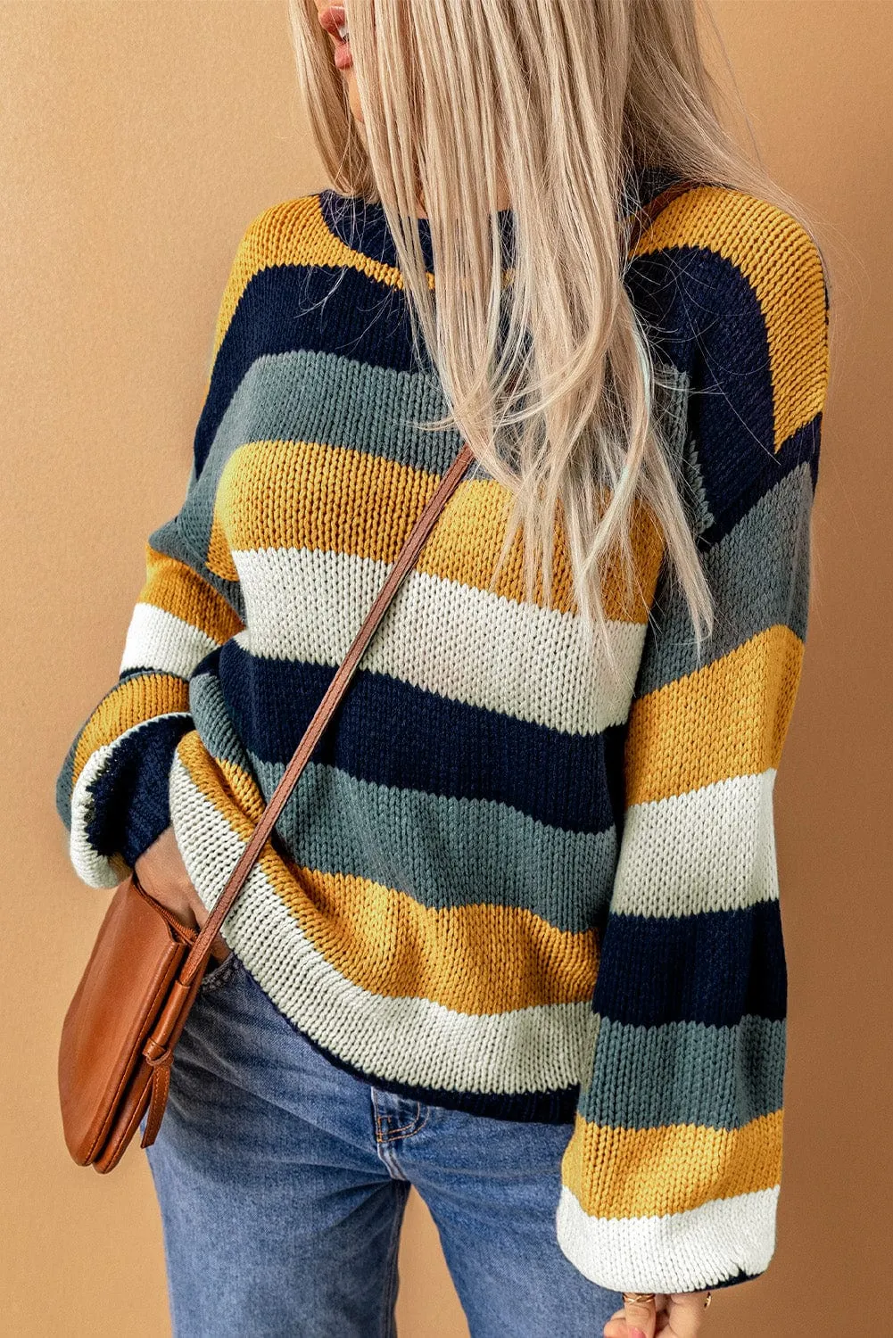 Color Block Round Neck Dropped Shoulder Sweater sold by Unique Kulture
