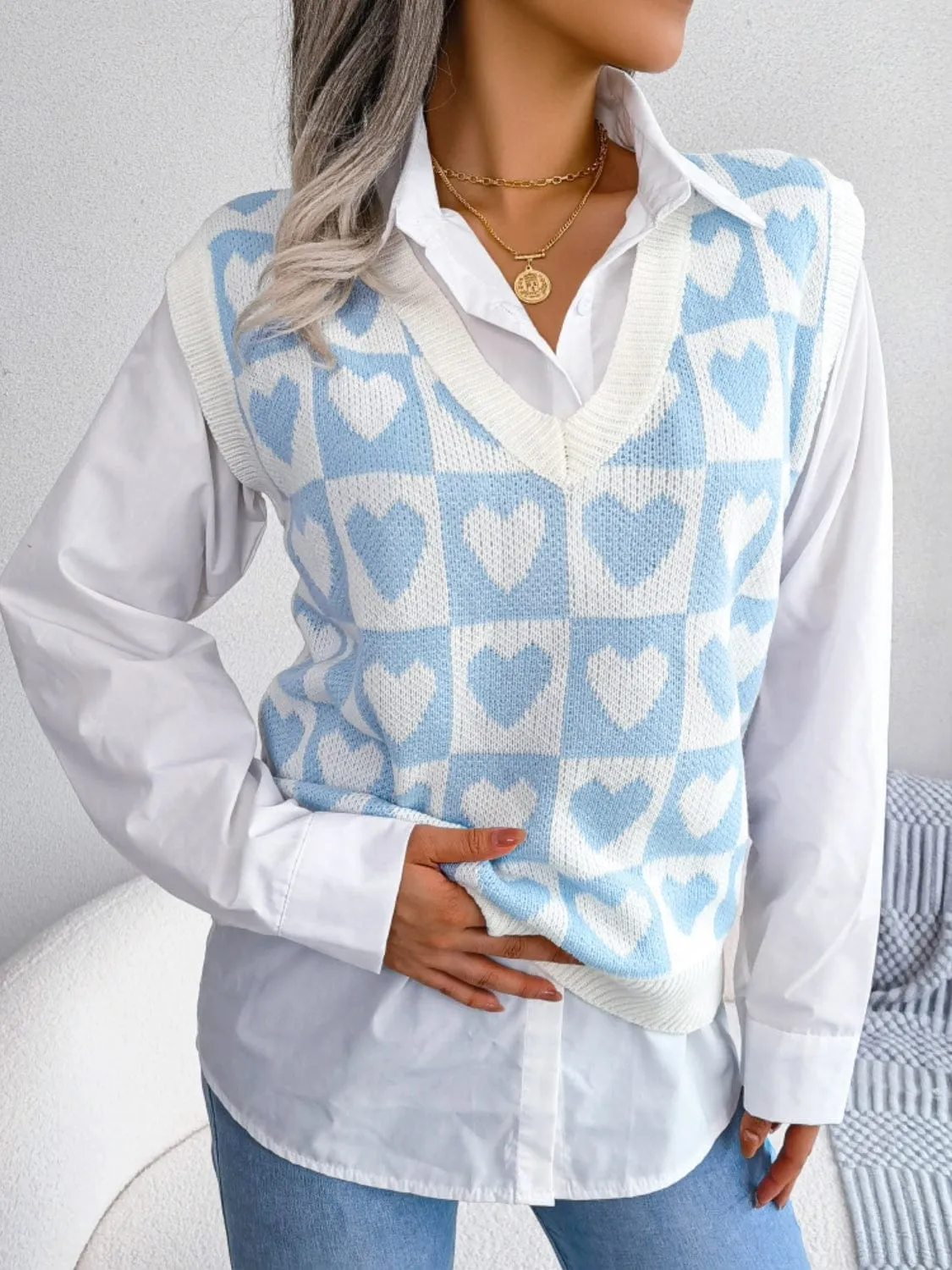 Heart V-Neck Sweater Vest sold by Unique Kulture product image thumbnail 2