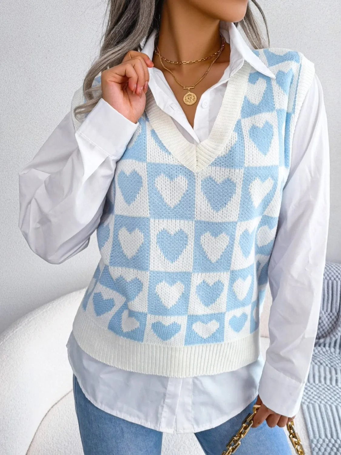 Heart V-Neck Sweater Vest sold by Unique Kulture product image thumbnail 3