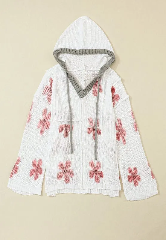 Drawstring Flower Hooded Knit Top sold by Unique Kulture product image thumbnail 5