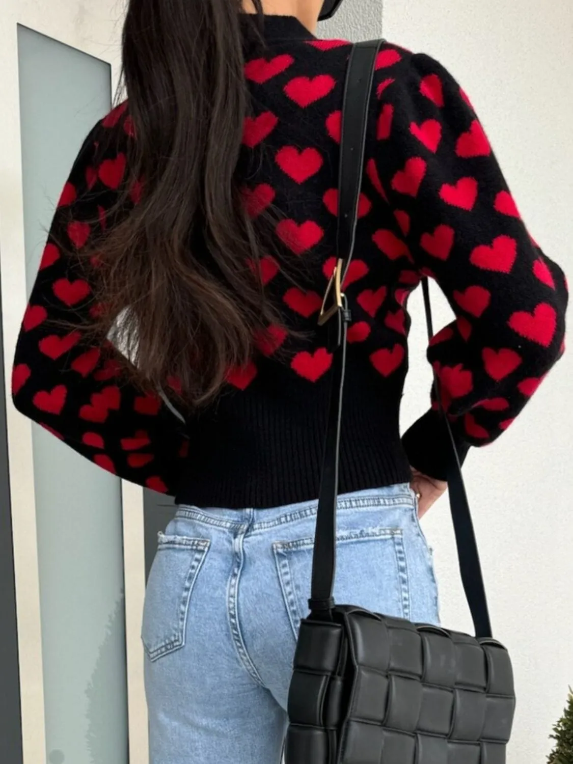 Valentine’s Day Heart V-Neck Cropped Cardigan sold by Unique Kulture product image thumbnail 3