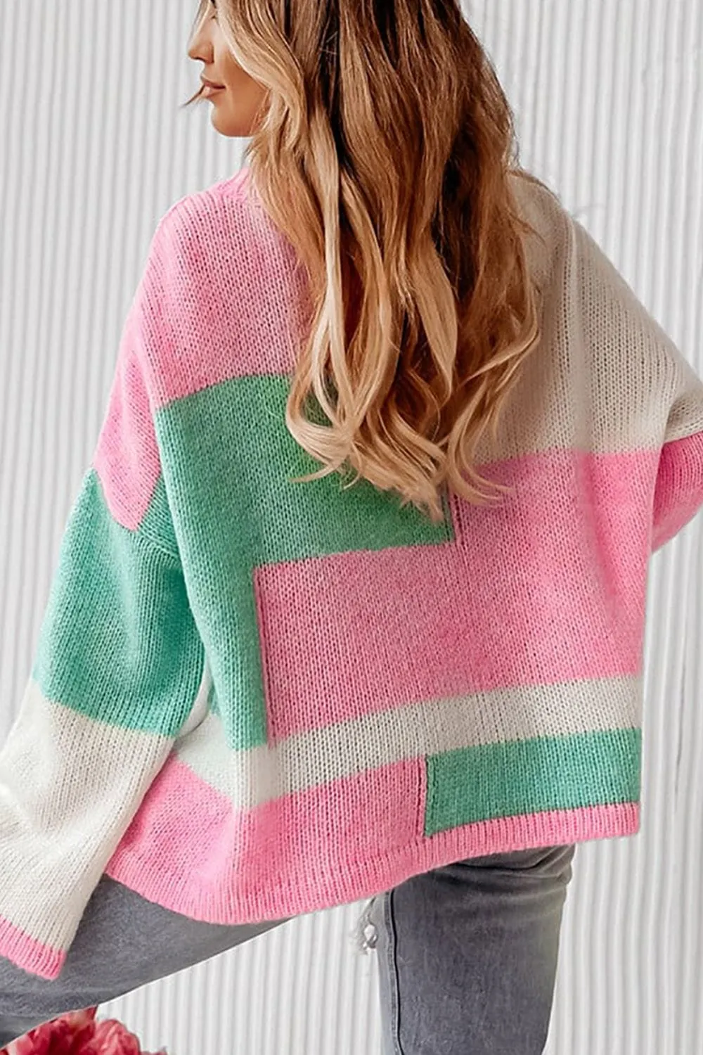 Color Block Round Neck Drop Shoulder Sweater sold by Unique Kulture product image thumbnail 2