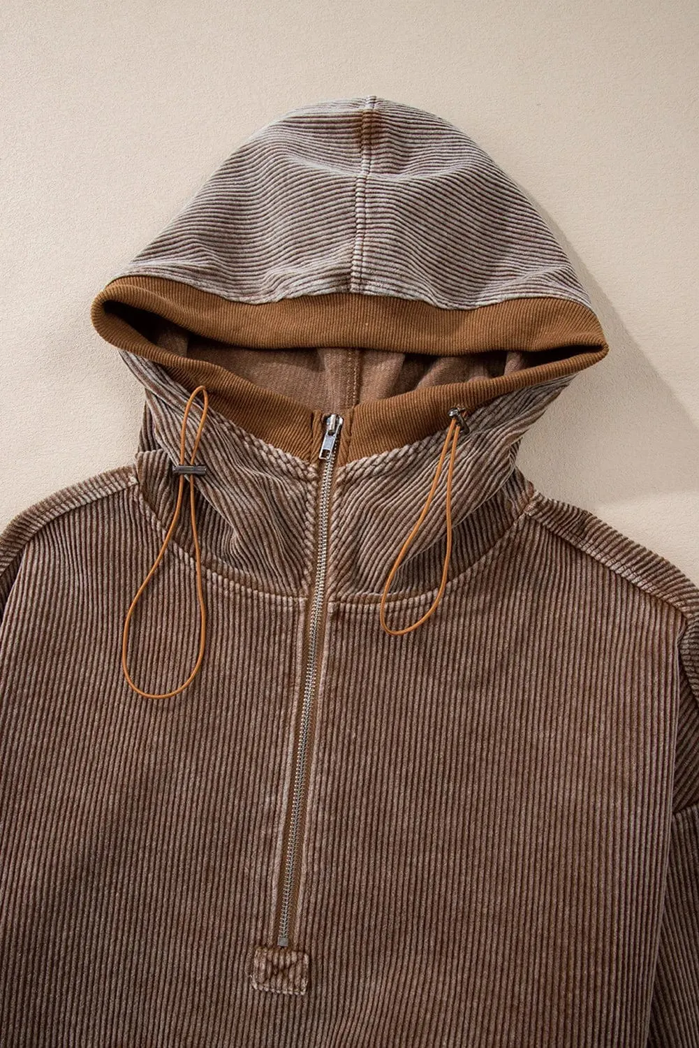 Drawstring Half Zip Long Sleeve Hoodie sold by Unique Kulture product image thumbnail 4