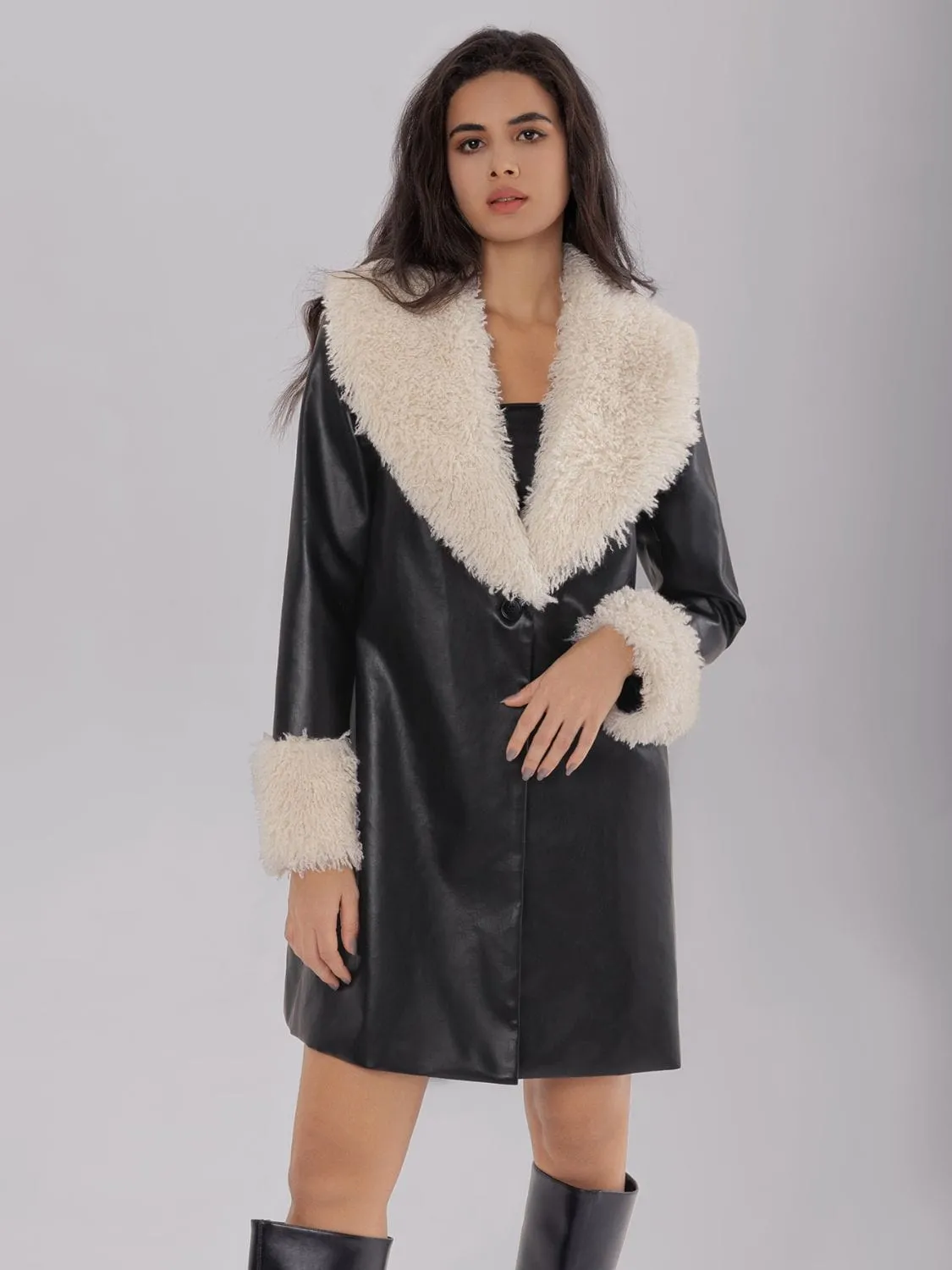 Fuzzy Long Sleeve Longline Coat sold by Unique Kulture product image thumbnail 5