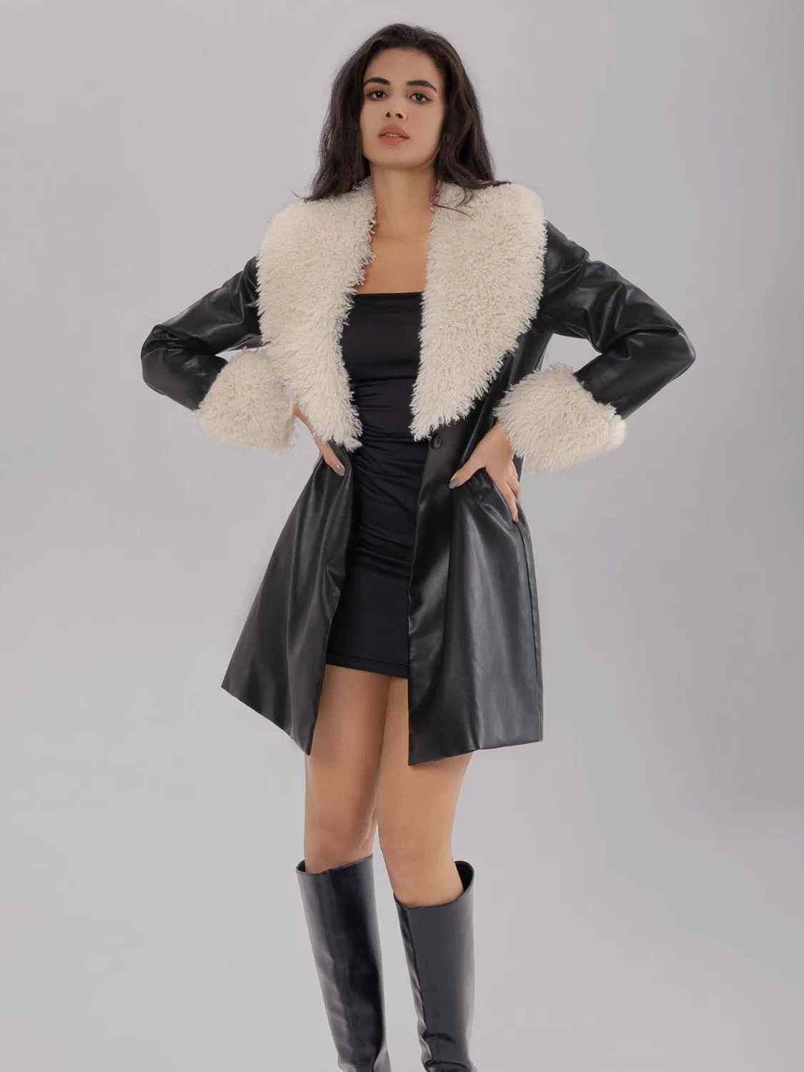 Fuzzy Long Sleeve Longline Coat sold by Unique Kulture product image thumbnail 3