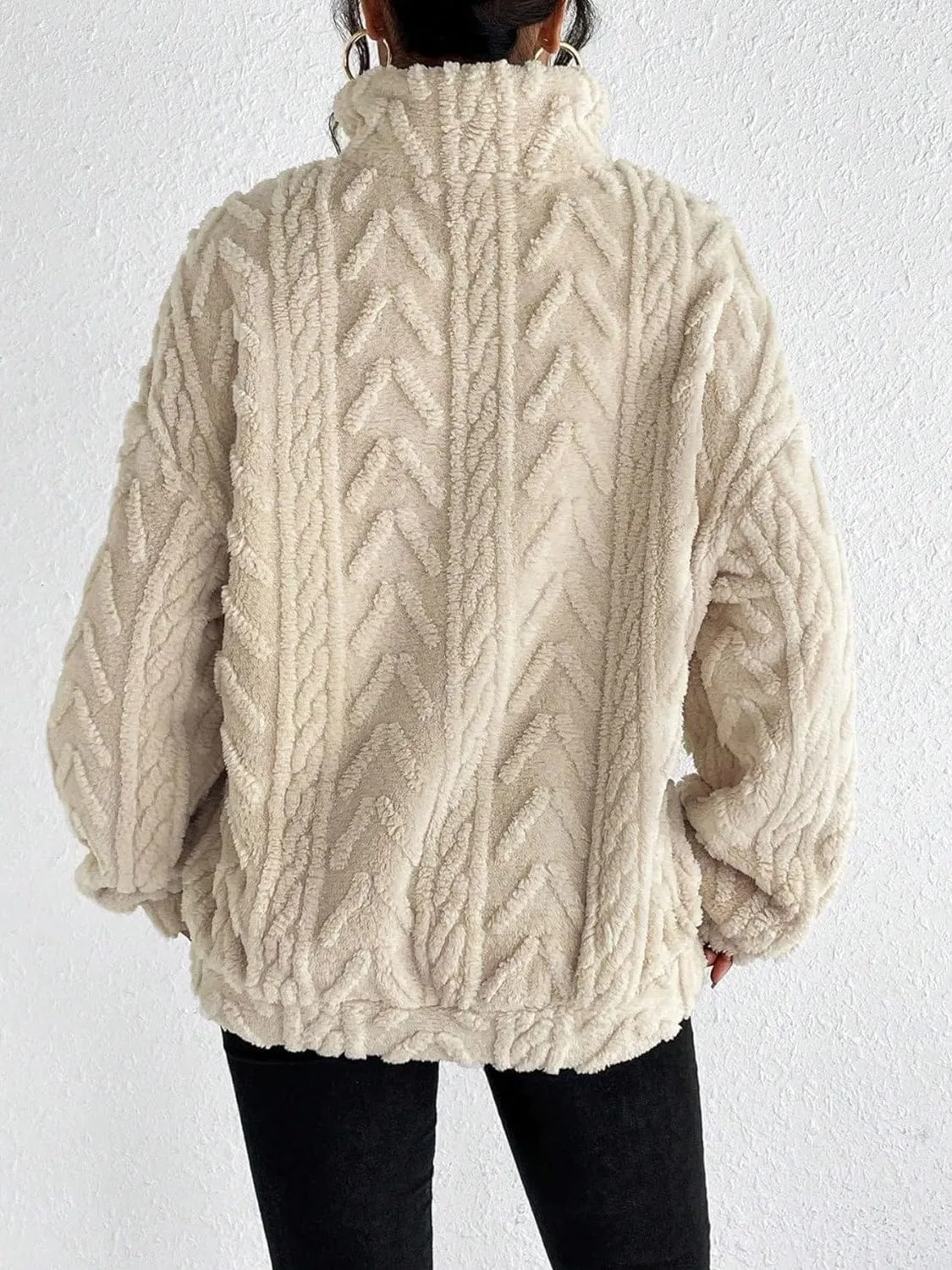 Fuzzy Quarter Zip Long Sleeve Sweatshirt sold by Unique Kulture product image thumbnail 4