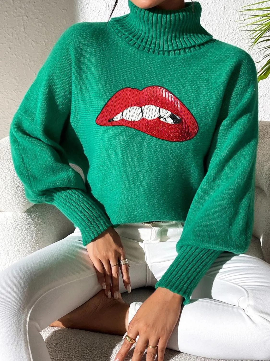 Lip Turtleneck Long Sleeve Sweater sold by Unique Kulture product image thumbnail 4