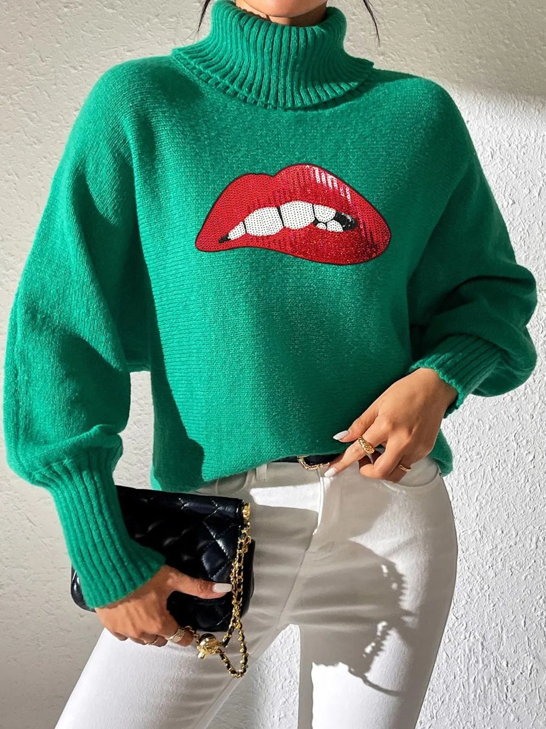 Lip Turtleneck Long Sleeve Sweater sold by Unique Kulture product image thumbnail 2
