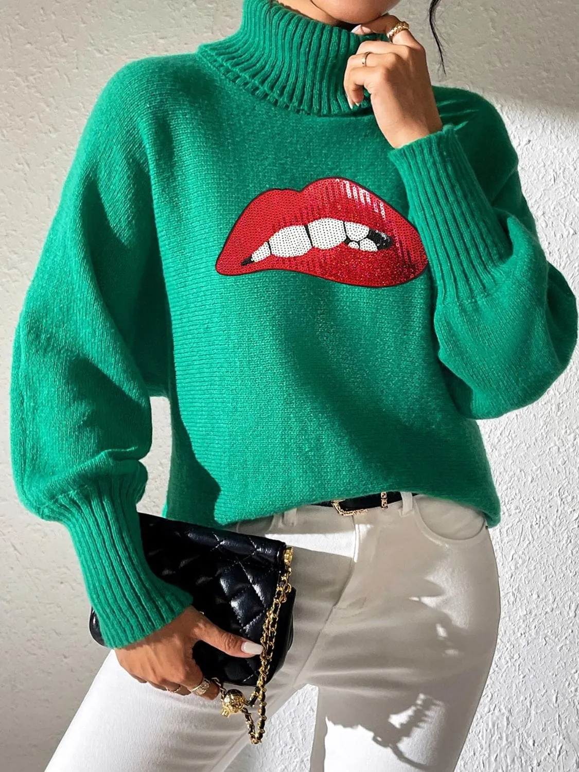 Lip Turtleneck Long Sleeve Sweater sold by Unique Kulture product image thumbnail 3