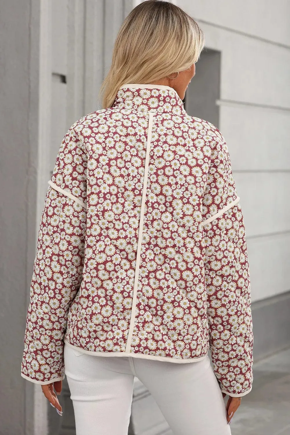 Floral Snap Down Mock Neck Coat sold by Unique Kulture product image thumbnail 3