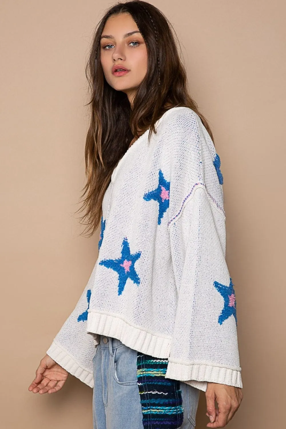 POL Long Sleeve Star Patch Sweater sold by Unique Kulture product image thumbnail 2