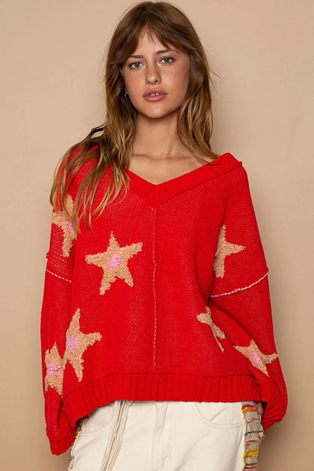 POL Long Sleeve Star Patch Sweater sold by Unique Kulture