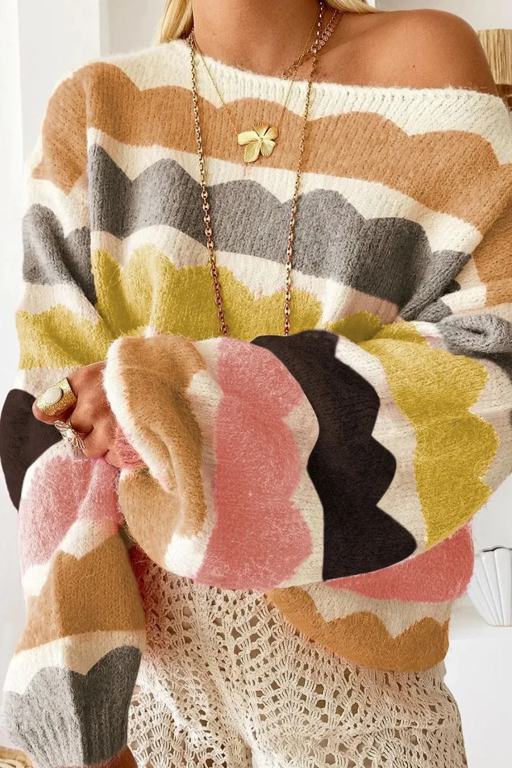 Boat Neck Long Sleeve Sweater sold by Unique Kulture product image thumbnail 4