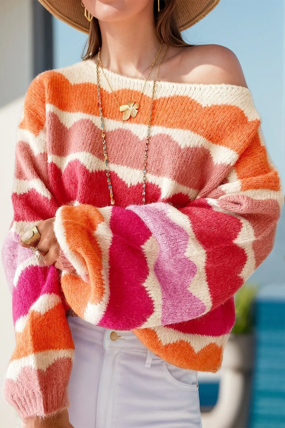 Boat Neck Long Sleeve Sweater sold by Unique Kulture