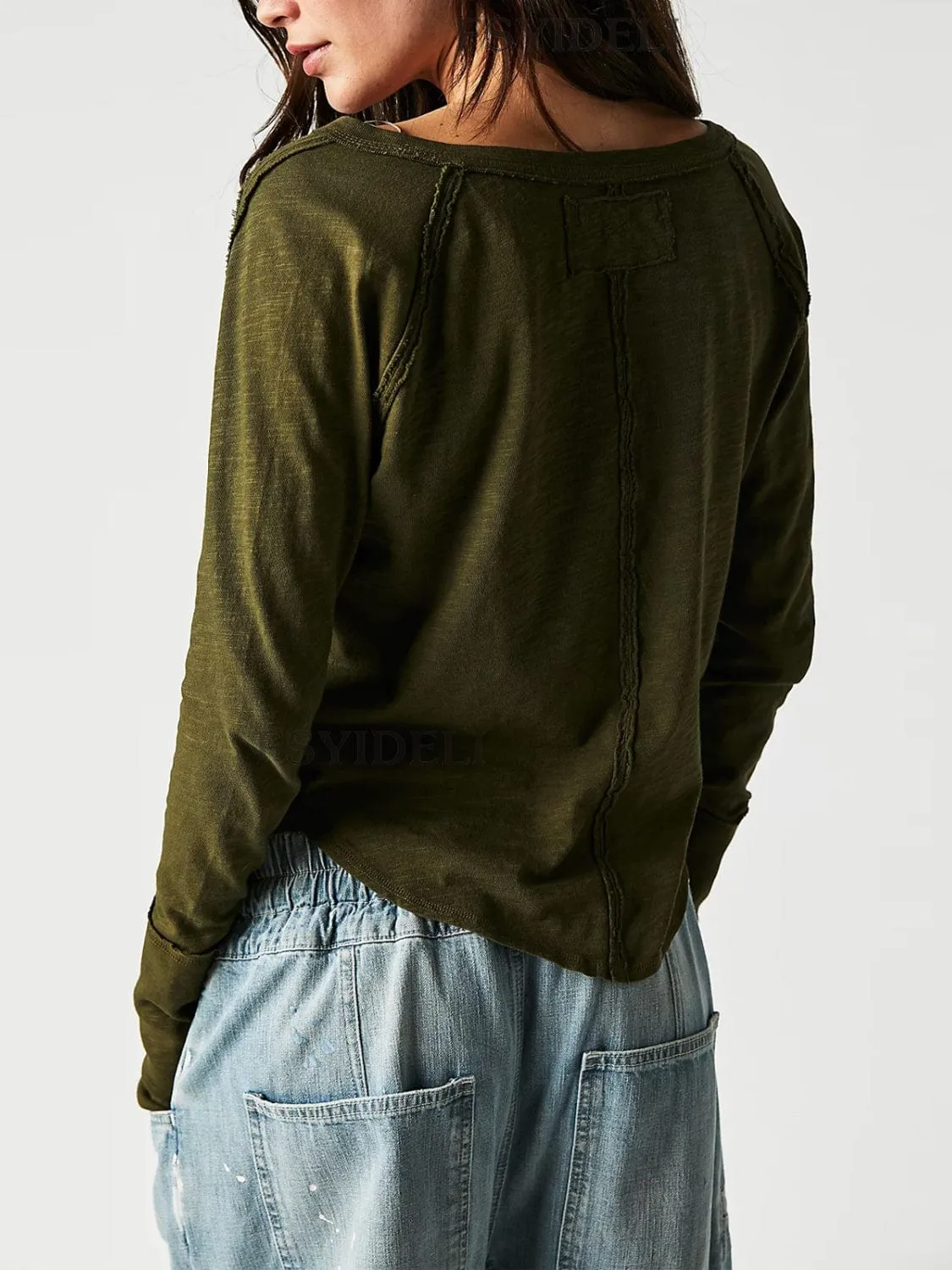 Exposed Seam Notched Long Sleeve T-Shirt sold by Unique Kulture product image thumbnail 2