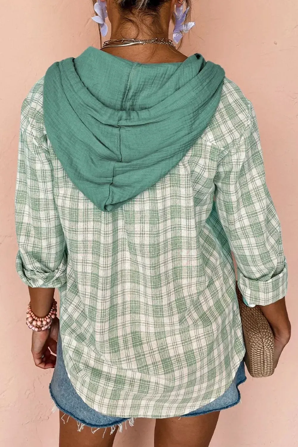 Drawstring Button Up Hooded Jacket sold by Unique Kulture product image thumbnail 2