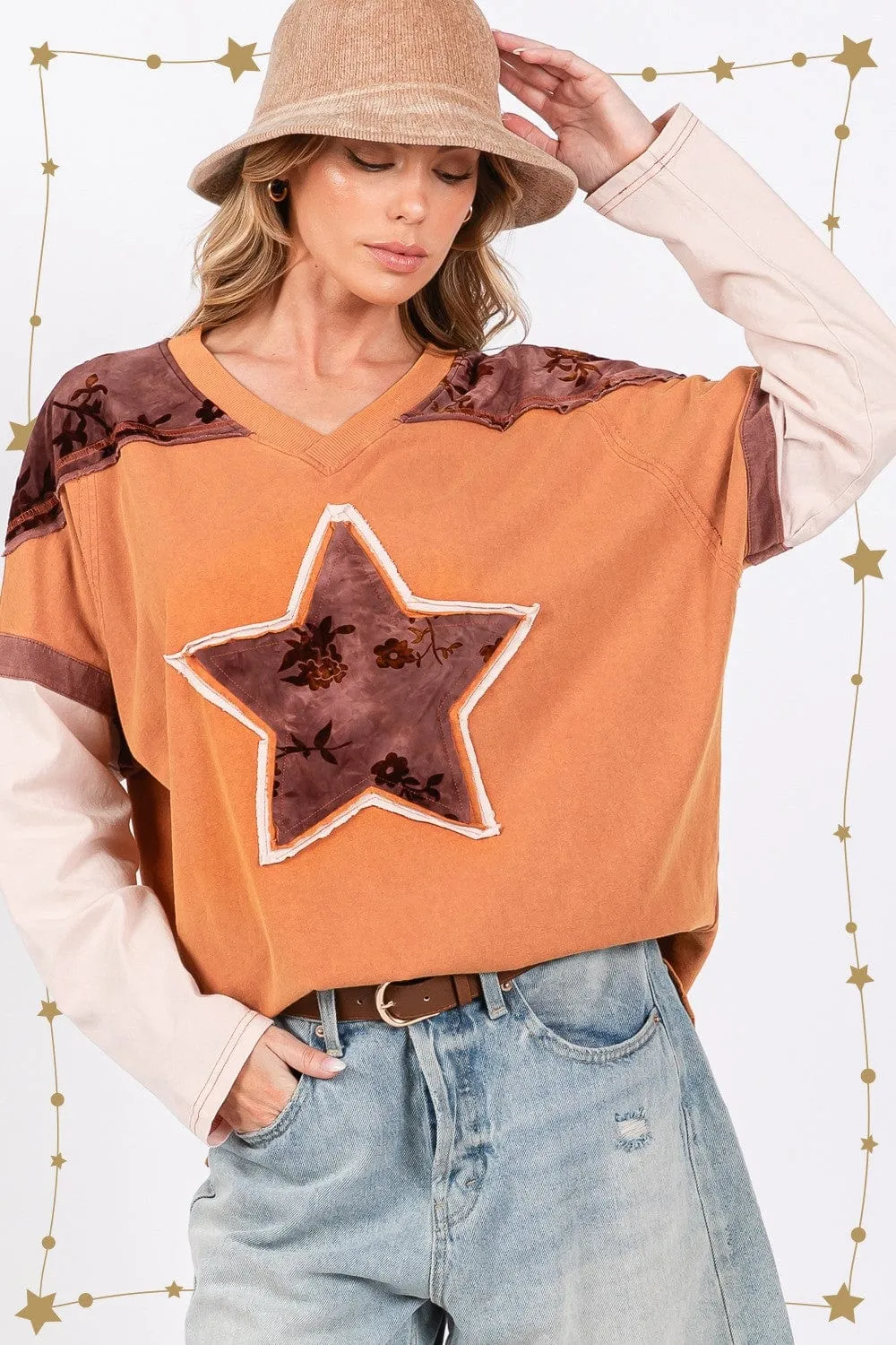 SAGE + FIG Star Patch Long Sleeve Color Block sold by Unique Kulture product image thumbnail 4