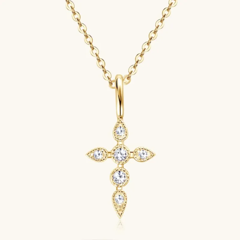 925 Sterling Silver Moissanite Cross Pendant Necklace made by Trendsi