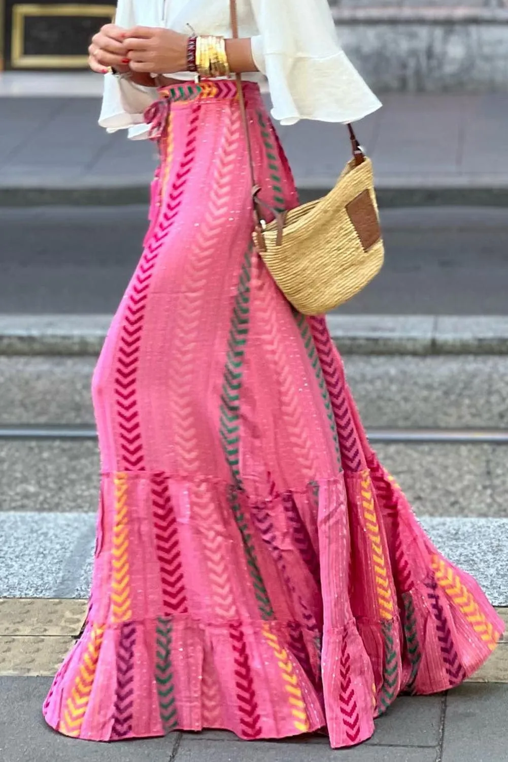 Drawstring Geometric High Waist Skirt sold by Unique Kulture product image thumbnail 2