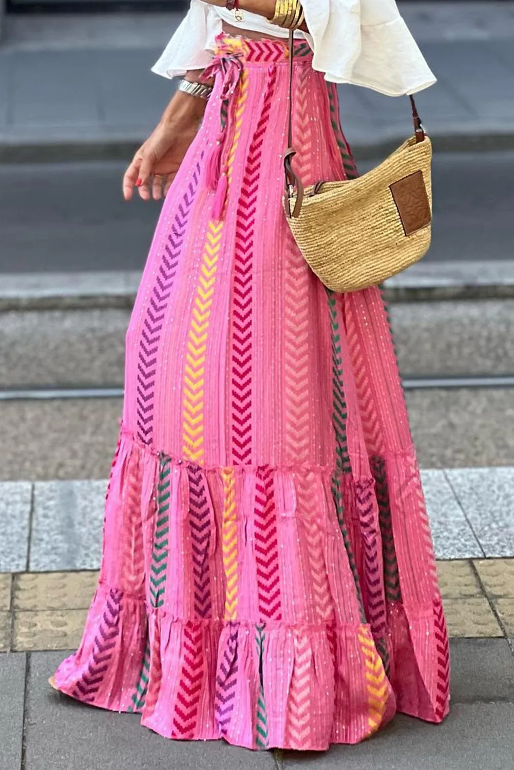 Drawstring Geometric High Waist Skirt sold by Unique Kulture product image thumbnail 3