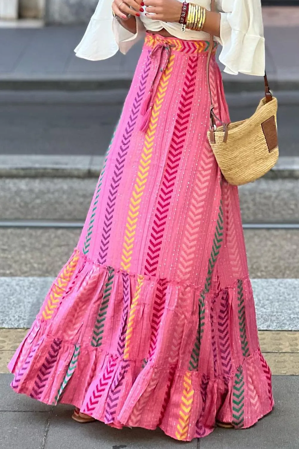 Drawstring Geometric High Waist Skirt sold by Unique Kulture