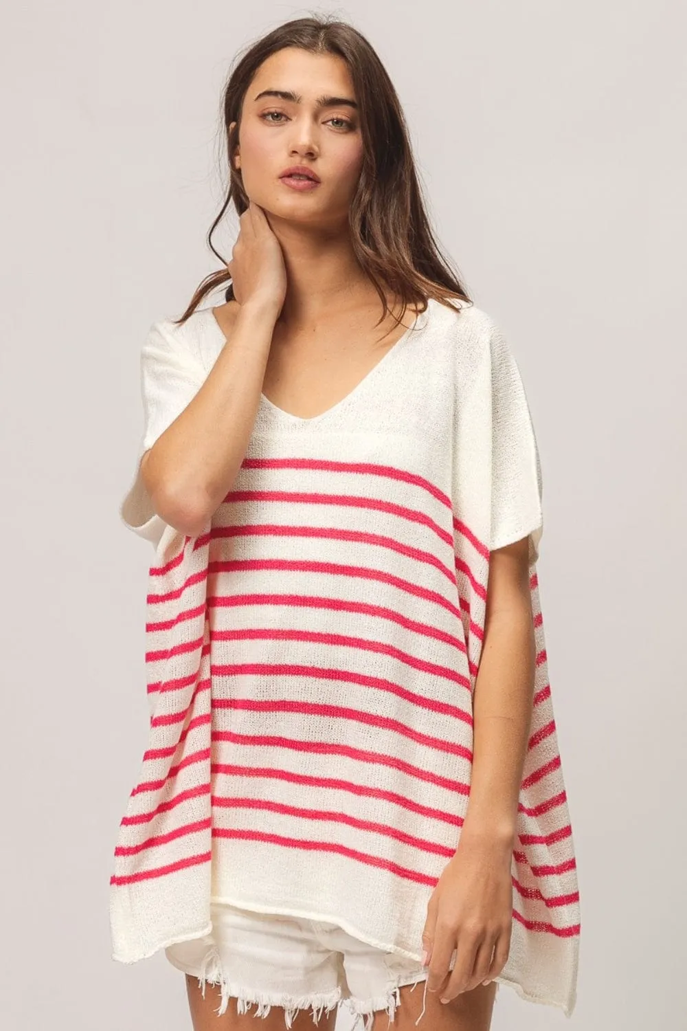 BiBi V Neck Striped Short Sleeve Top sold by Unique Kulture product image thumbnail 3
