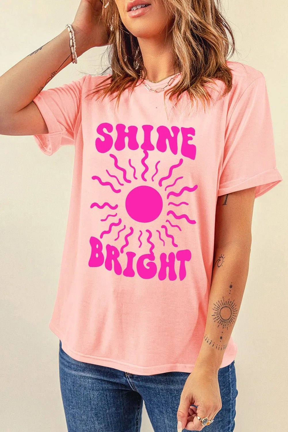 SHINE BRIGHT Round Neck Short Sleeve T-Shirt sold by Unique Kulture product image thumbnail 3