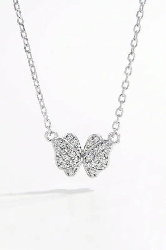 925 Sterling Silver Zircon Butterfly Pendant Necklace sold by Unique Kulture