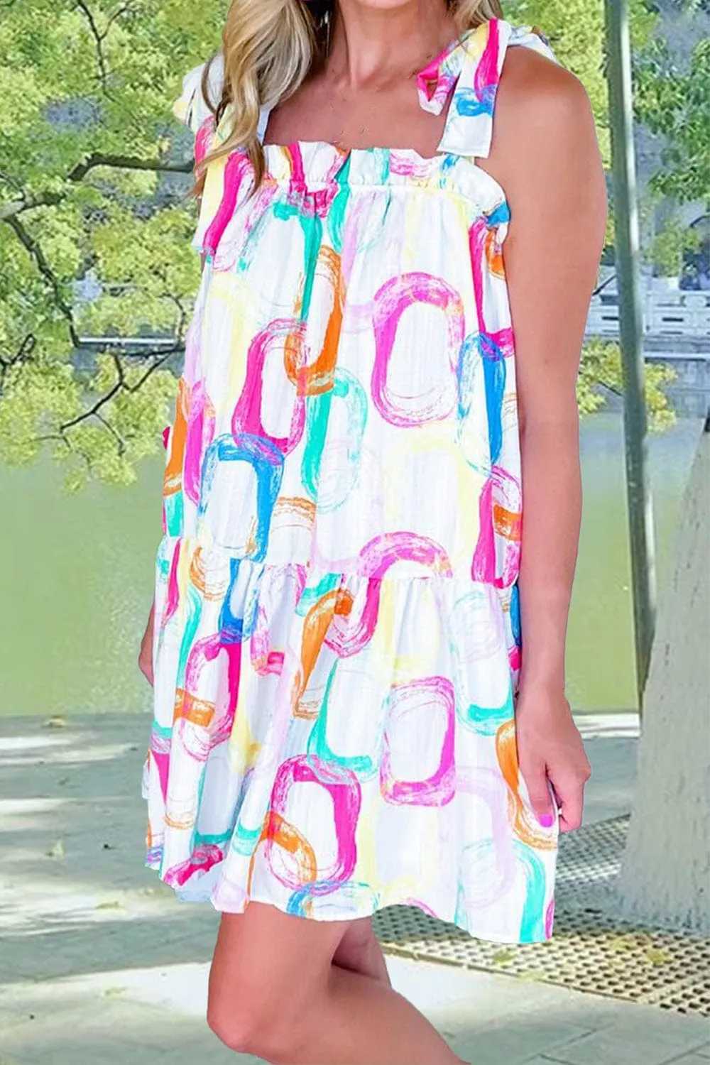 Tied Printed Sleeveless Mini Dress sold by Unique Kulture