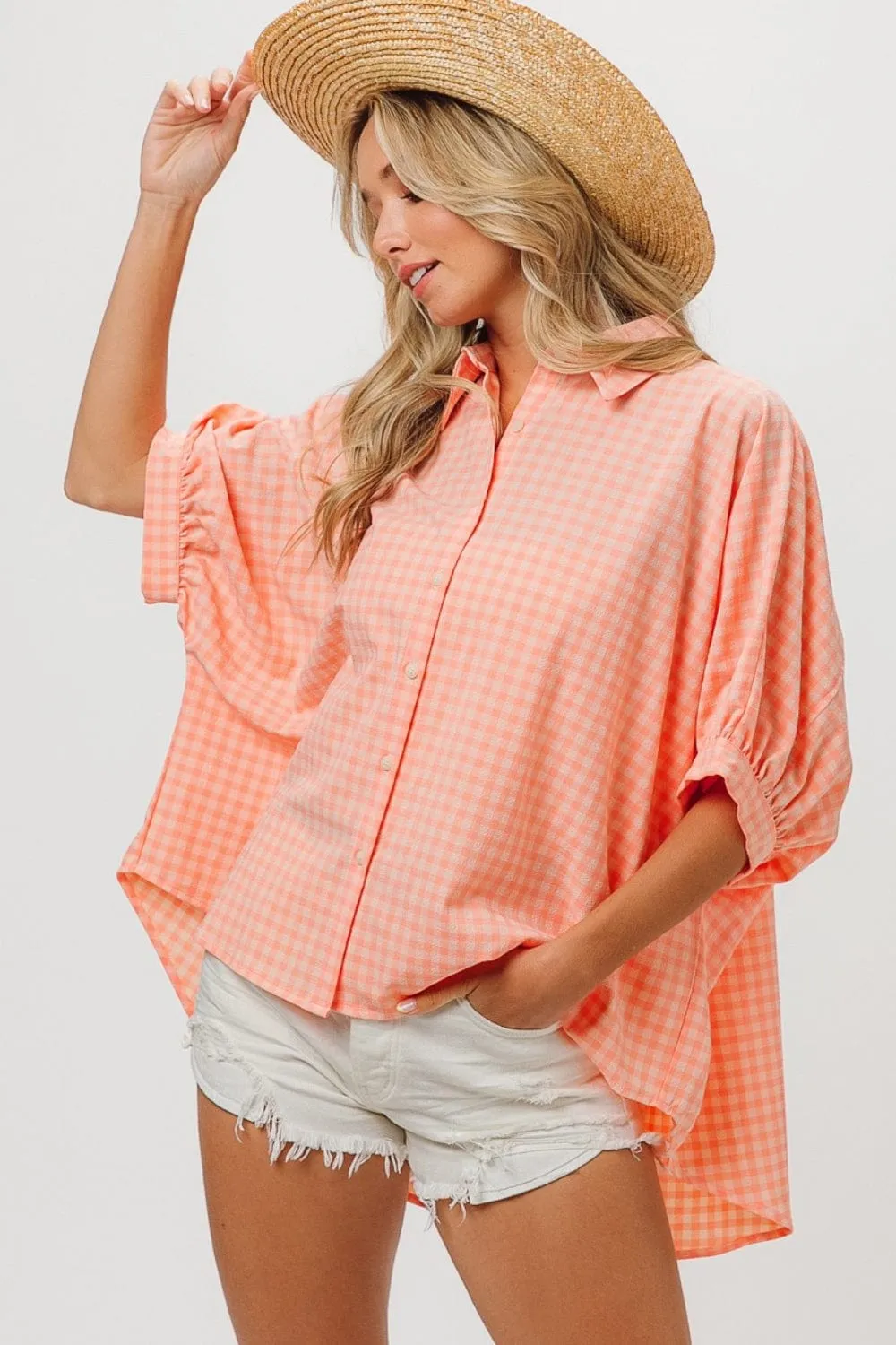 BiBi Plaid Button Up Dolman Sleeve Shirt sold by Unique Kulture product image thumbnail 4