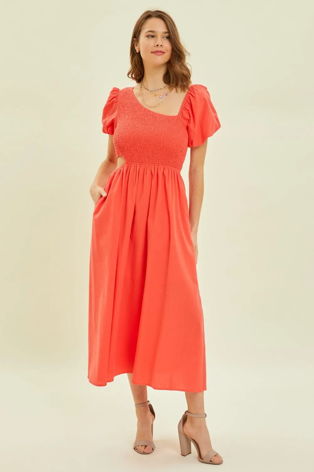 HEYSON Smocked Cutout Midi Dress sold by Unique Kulture product image thumbnail 3