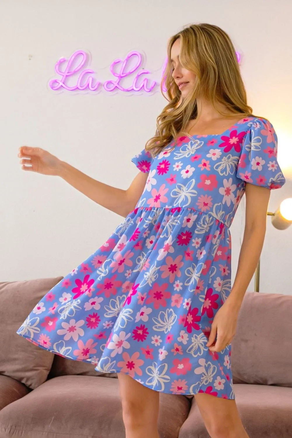 BiBi Floral Puff Sleeve Mini Dress sold by Unique Kulture product image thumbnail 4