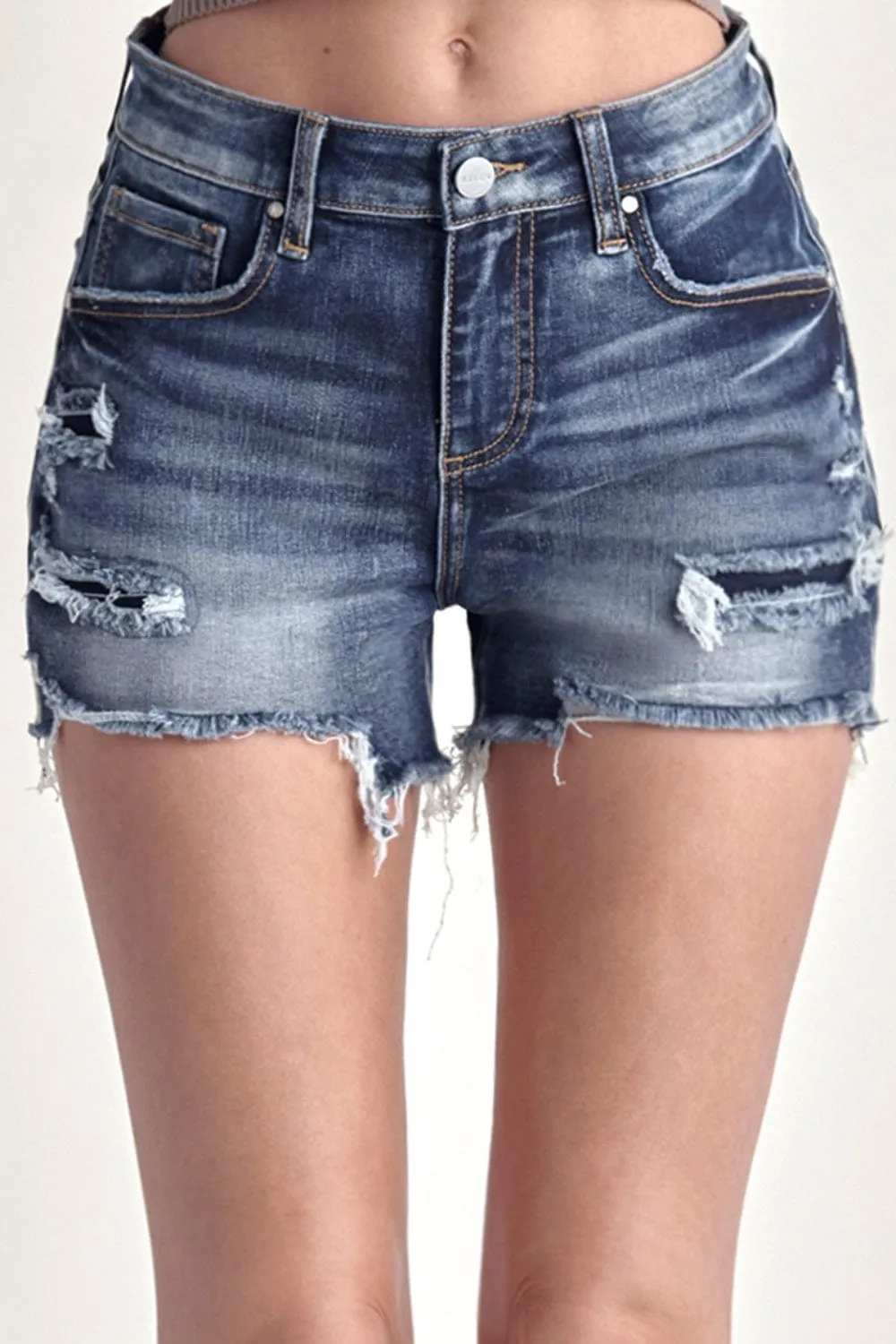 RISEN Mid Rise Raw Hem Denim Shorts sold by Unique Kulture product image thumbnail 3