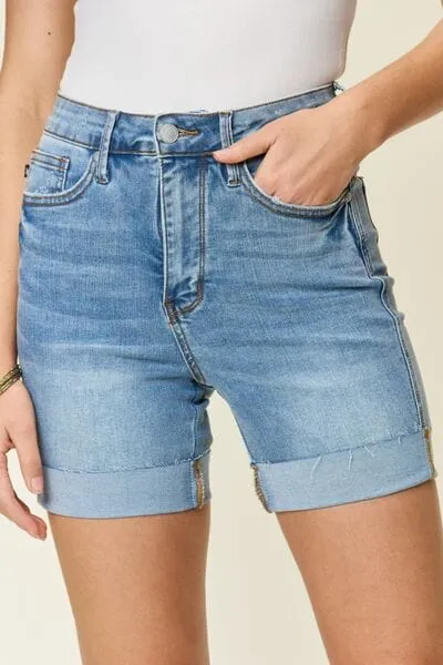 Judy Blue Full Size Tummy Control High Waist Denim Shorts sold by Unique Kulture product image thumbnail 4