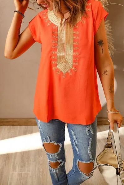 Embroidered Short Sleeve Blouse sold by Unique Kulture product image thumbnail 2