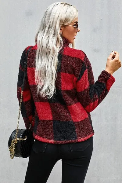 Half Zip Plaid Turtleneck Sweatshirt sold by Unique Kulture product image thumbnail 3