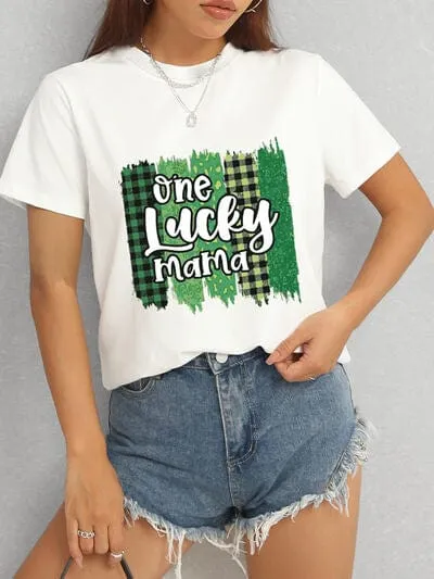 ONE LUCKY MAMA Round Neck T-Shirt sold by Unique Kulture product image thumbnail 5