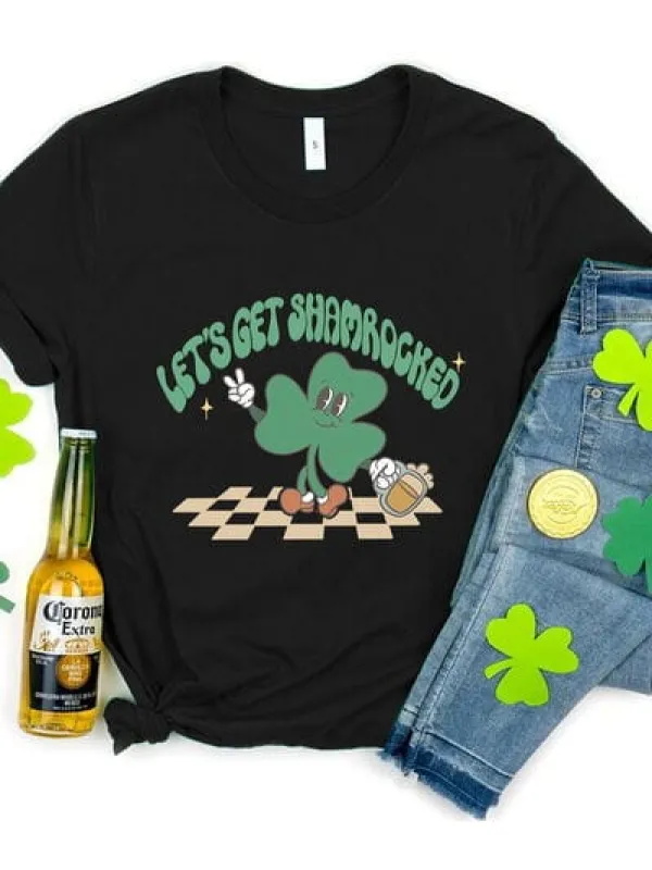 LET'S GET SHAMROCKED Round Neck T-Shirt made by Trendsi