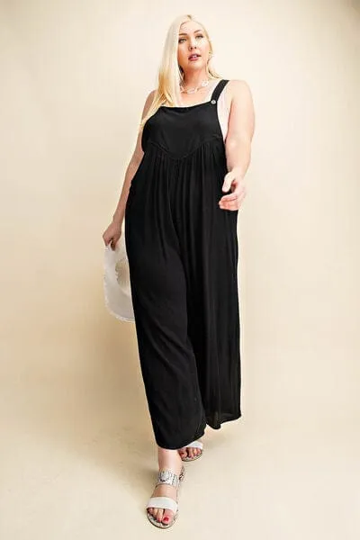 Kori America Full Size Sleeveless Ruched Wide Leg Overalls sold by Unique Kulture product image thumbnail 5