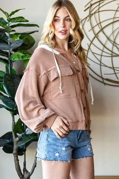 Reborn J Button Up Drawstring Striped Hooded Jacket sold by Unique Kulture product image thumbnail 5